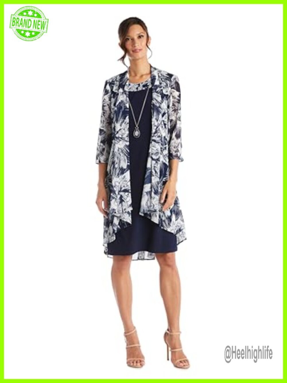 R&M Richards Bloom Essence Mesh Jacket Dress Two-Piece Floral Sheath for Wedding